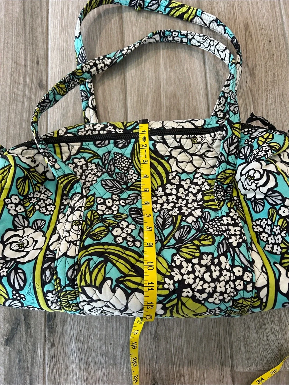 Vera Bradley Floral Quilted Tote Bag - Blue, Green & White